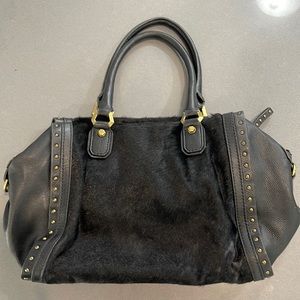 orYANY Medium Sized Leather Shoulder Bag with Horse Hair